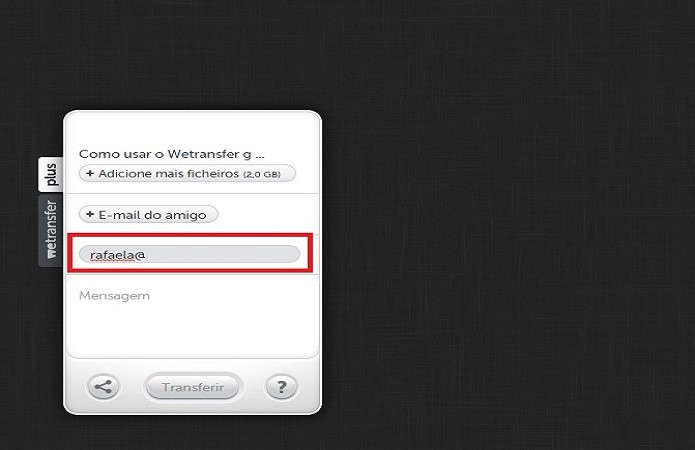 print wetransfer como adicionar ficheiros