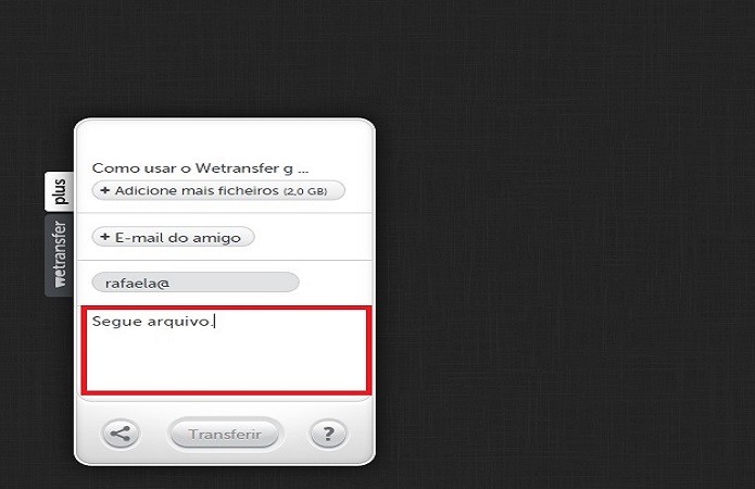 print wetransfer como adicionar ficheiros